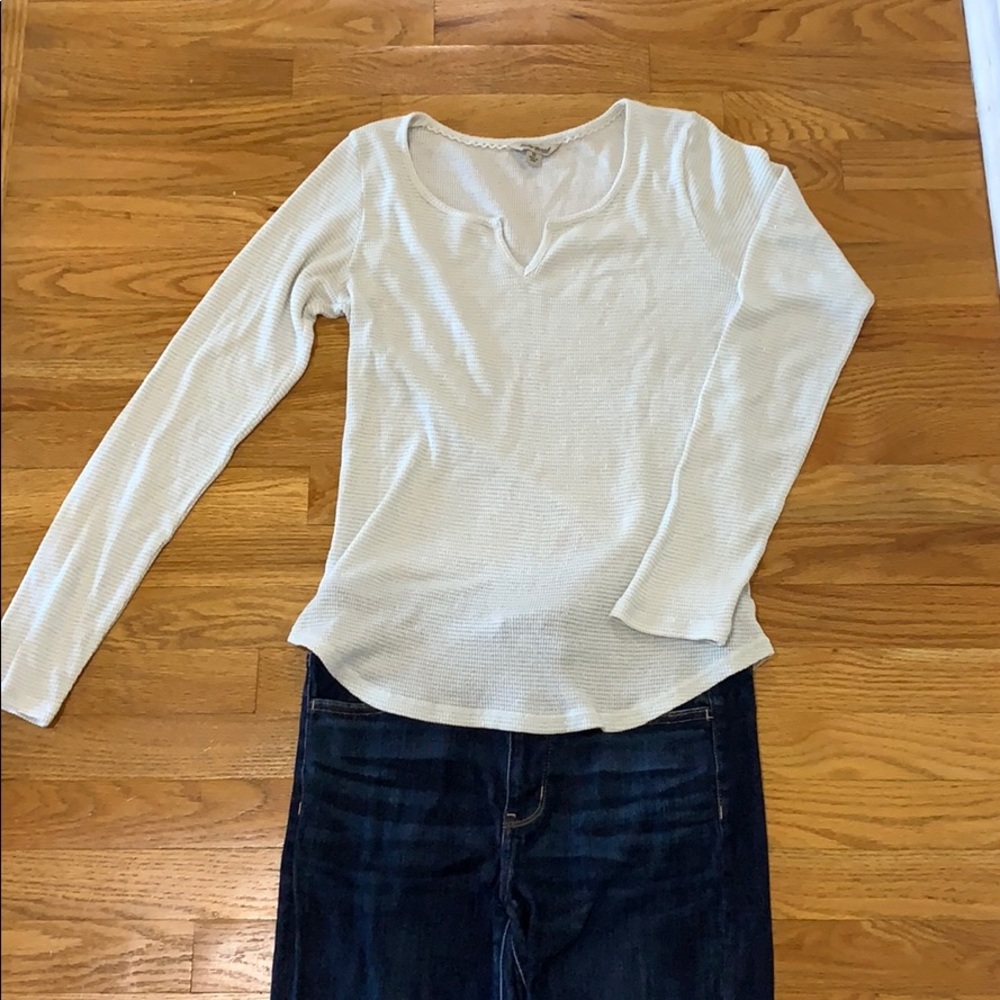 Lucky Brand white sparkly long sleeve thermal